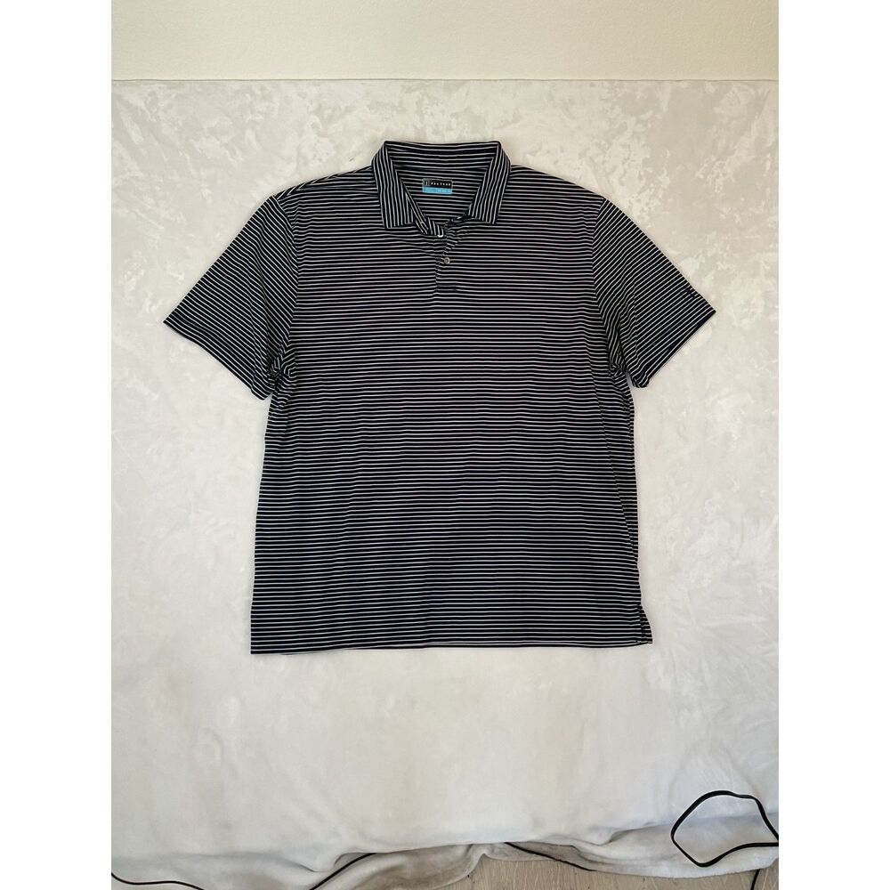 PGA Tour Men's Golf Polo Shirt Navy White Stripe Short Sleeve XXL